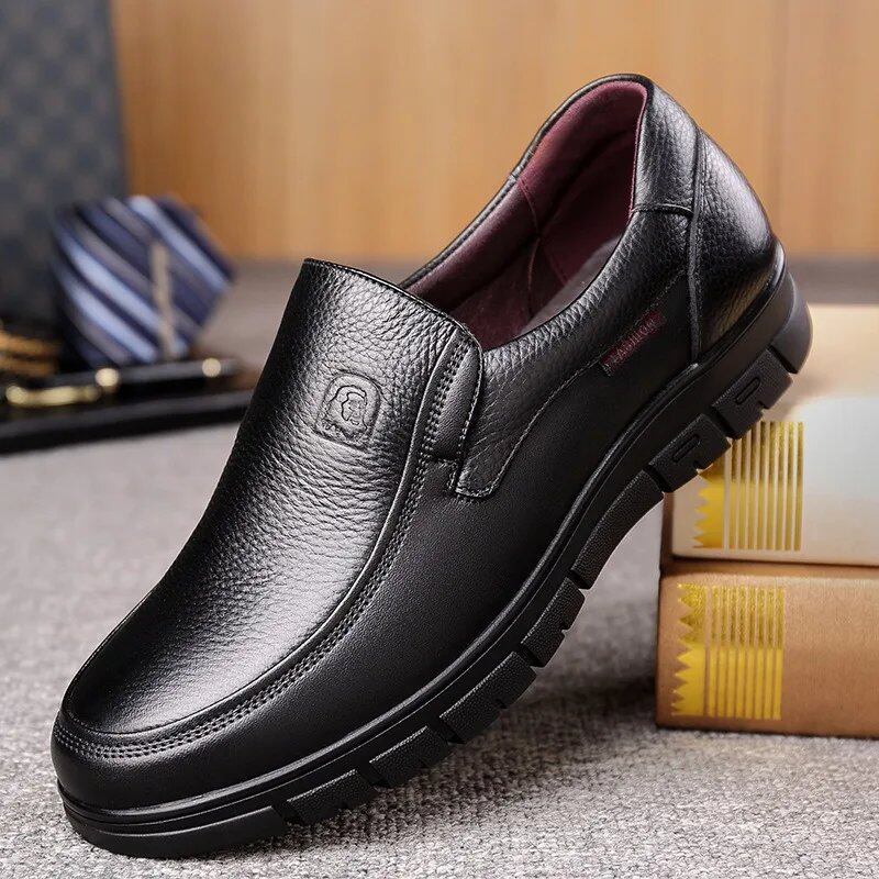 Genuine Leather Men's Casual Shoes, Flat Sole, Walking Shoes, Outdoor Loafers, Breathable Sneakers, Handmade, Parallel Import