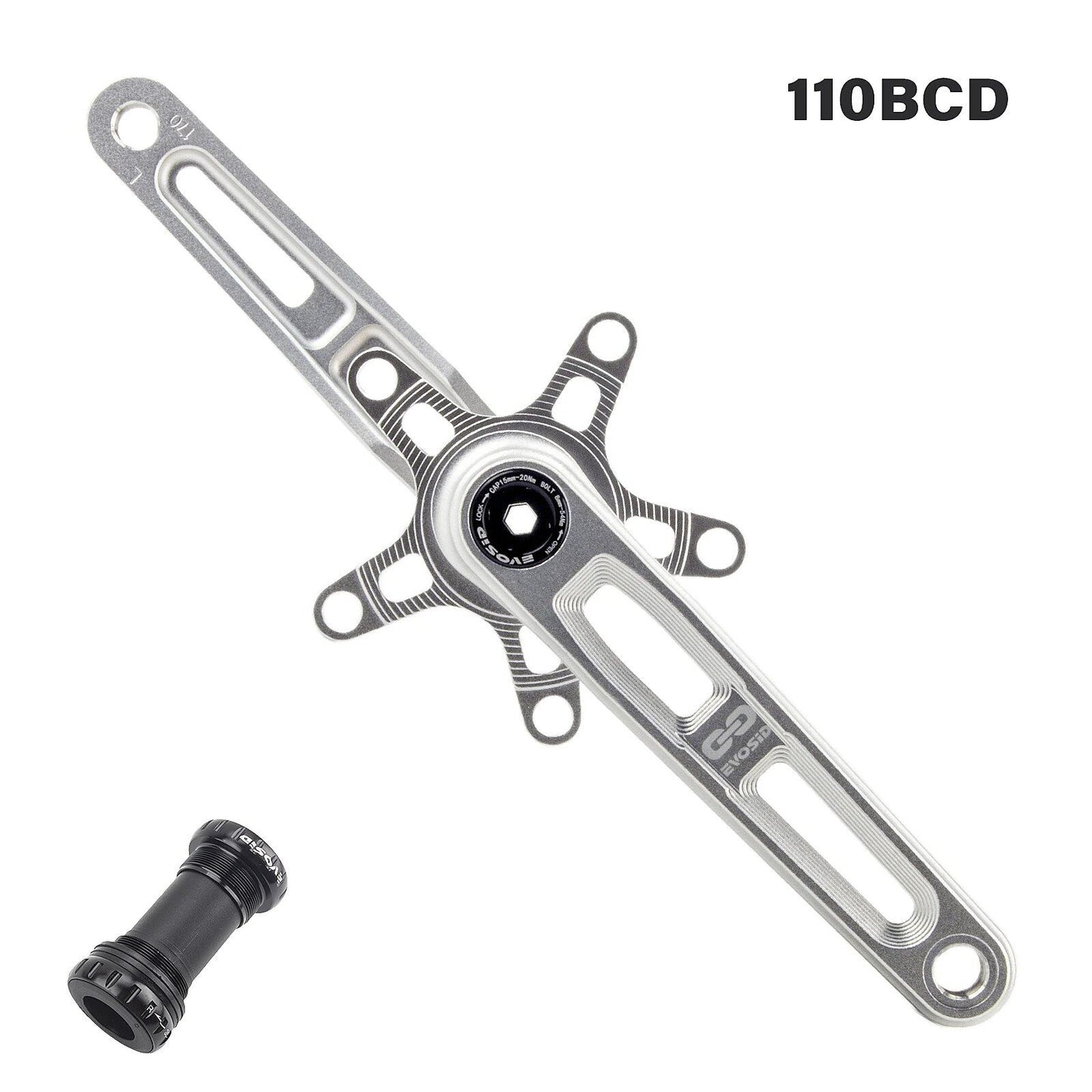 EVOSID BCD110 130 Crankset for Ultra-Lightweight Road Folding Bikes, Hollow Tech Cranks, 165, 170, 175mm, CNC Machined, 5-Pawl Bicycle Chainring, Parallel Import