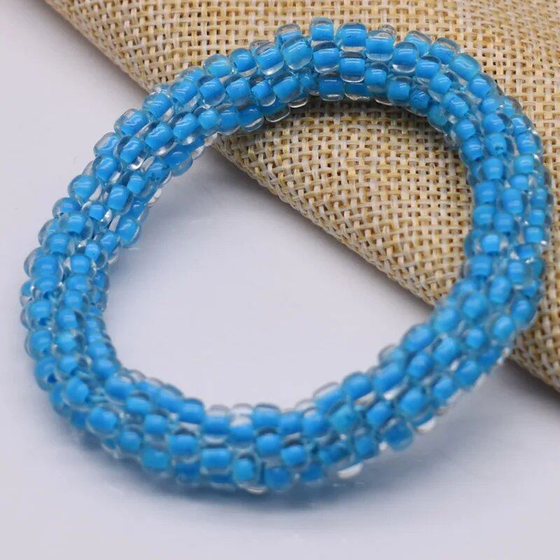 New Hair Accessory: Glass Bead Bracelet & Hair Tie, Elastic Hair Rope, Simple Scrunch, Ponytail Headdress, Women's Bracelet, 18cm Long; Metal Color, Parallel Import