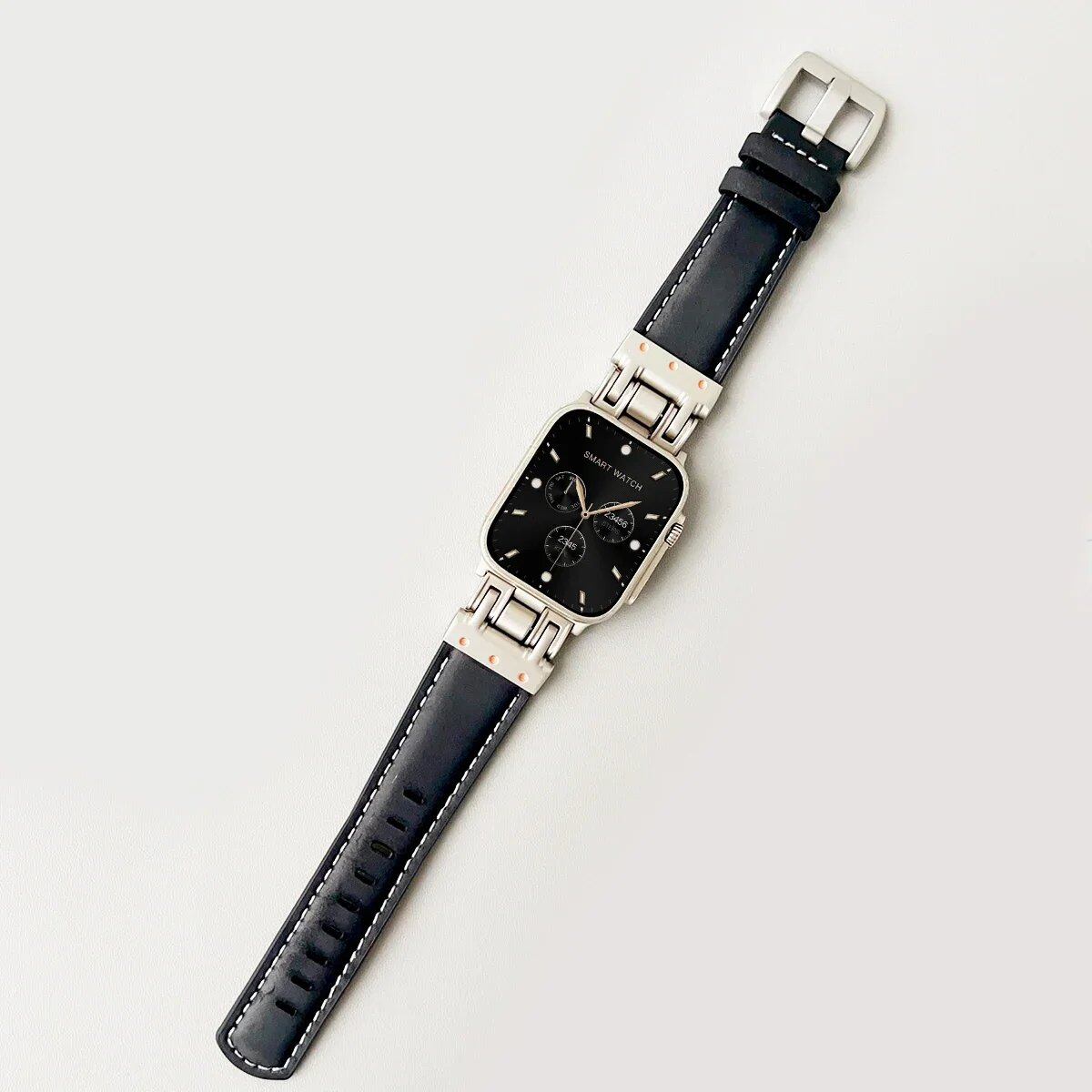 Premium Leather Band for Apple Watch Ultra 2 (49mm/46mm/45mm/44mm/42mm) - Compatible with iWatch Series 10/9/8/7/6/5, Sport Bracelet Strap, Band Color: Parallel Import