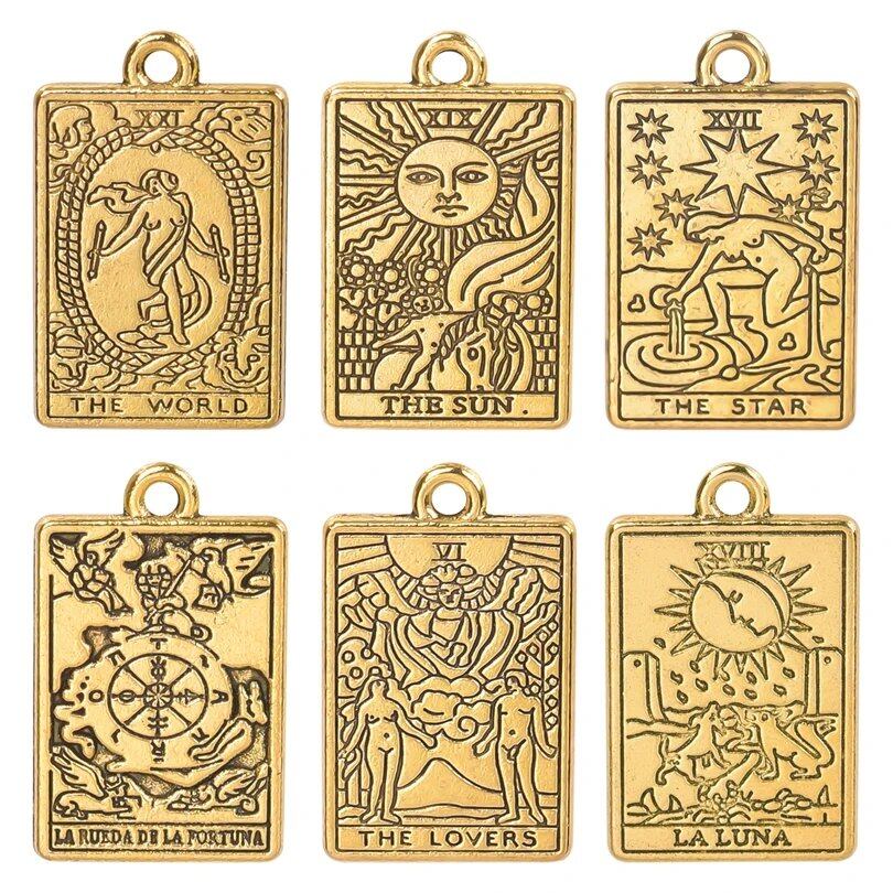 10個セット メッキタロットアクセサリーパーツ DIY用 ジュエリーメイキング材料 ネックレス・イヤリング用チャーム 合金ペンダント まとめ売り 並行輸入品