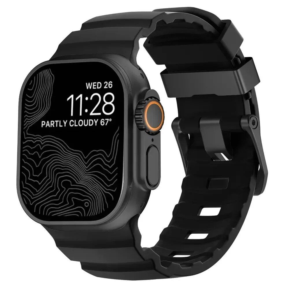Sport Band for Apple Watch Ultra 2/10/9/8/7/6/SE/5/4 - Soft Silicone and Titanium Bracelet Strap, Compatible with iWatch 42mm, 44mm, 45mm, 46mm, and 49mm Band Colors: 42mm, 44mm, 45mm, 46mm, and 49mm Band Widths (Imported)