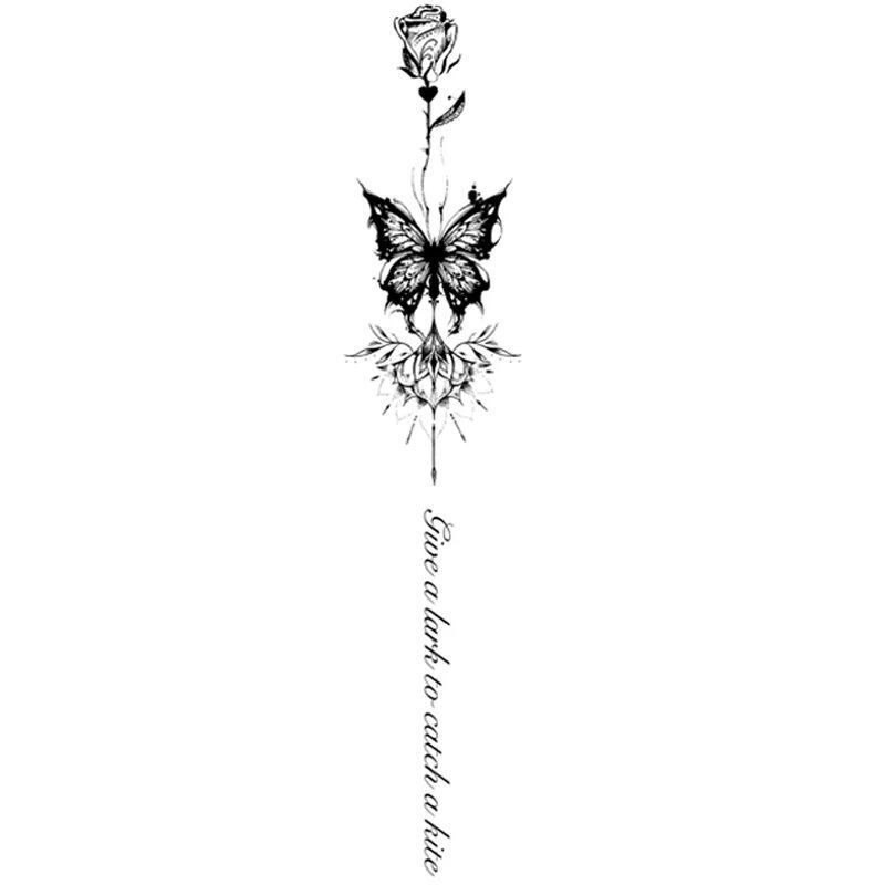 Waterproof Butterfly Spine Tattoos, Realistic Semi-Permanent Temporary Tattoos, Last 1-2 Weeks, Color: HJ00, Imported