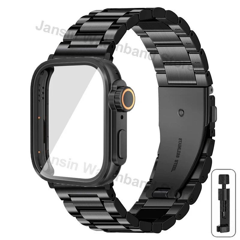 Huawei Watch Fit 4 Pro / Fit 3 / Fit 4 Pro Ultra Rugged Case + Stainless Steel Band Metal Wristband Accessory Band Color: Parallel Import
