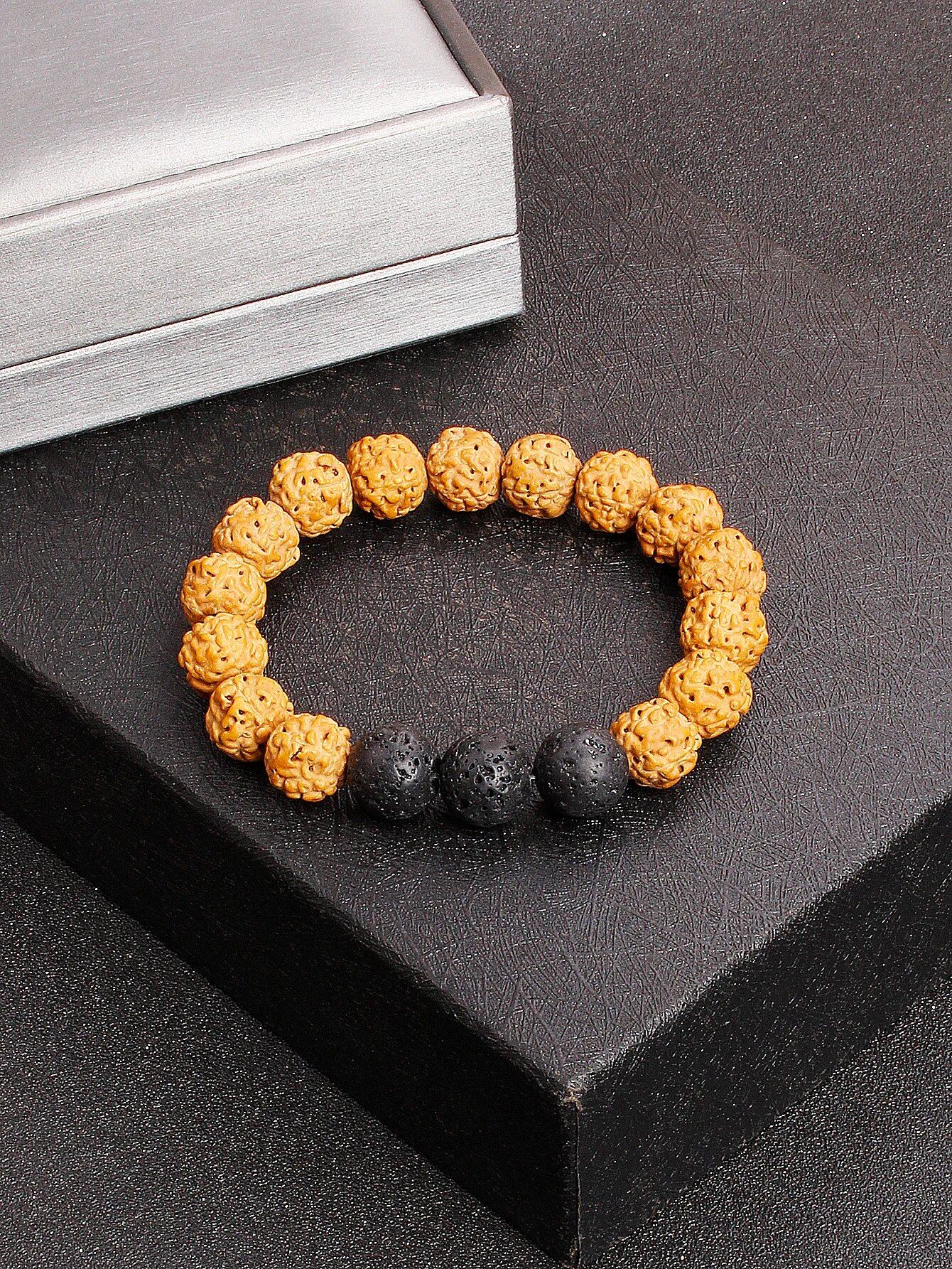 12mm Vajra Bodhi Rudraksha Bracelet with Red Tiger Eye and Aquamarine (Protection, Courage, Calmness, Mental Energy, Harmony) Length: 12mm (Parallel Import)