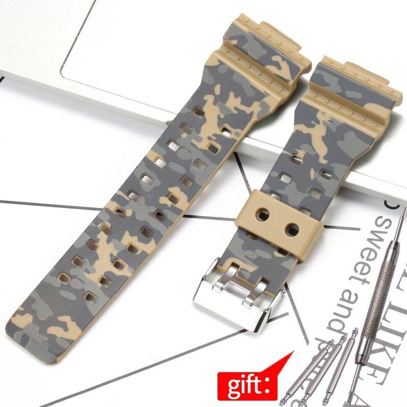 Camouflage Rubber Strap for Men's Casio G-Shock GA100, GA110, and GD120 Sports Watches. Band Color: 16mm; Band Width: 16mm; Ships from: Parallel Import.