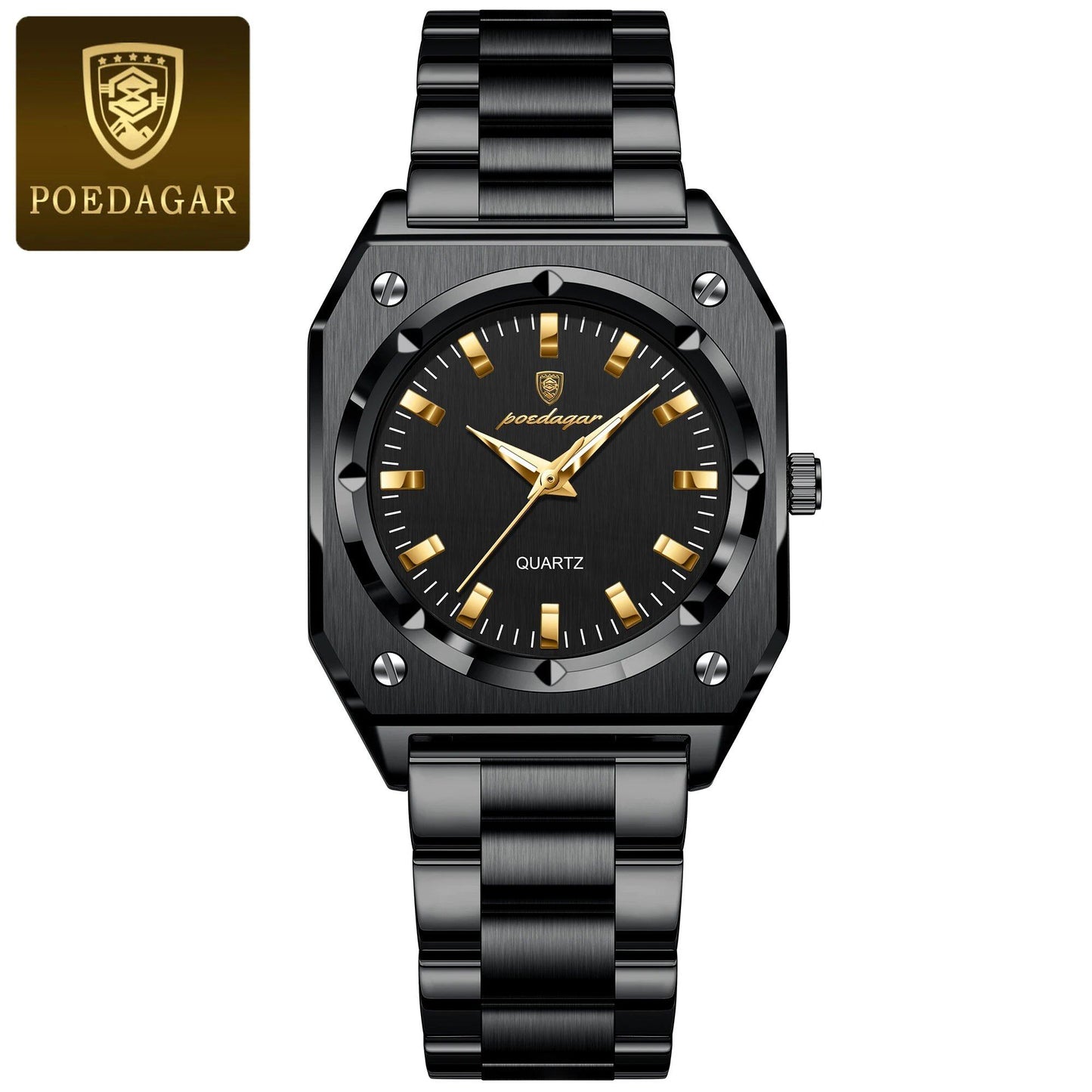 POEDAGAR Luxury Elegant Square Women's Watch, Waterproof, Luminous, Stainless Steel Quartz Movement, Gift Box Included, Color: 788, Parallel Import