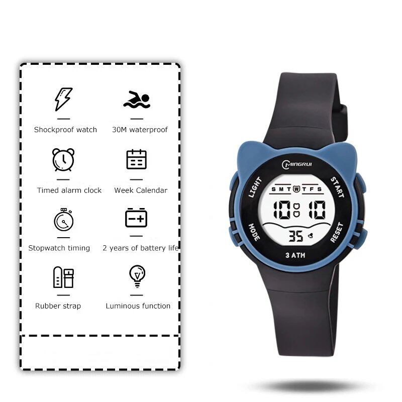 UTHAI C16 Children's Waterproof Alarm Clock Electronic Wristwatch with Cute Cat and Star Design for Junior and Junior High School Boys and Girls (Imported)