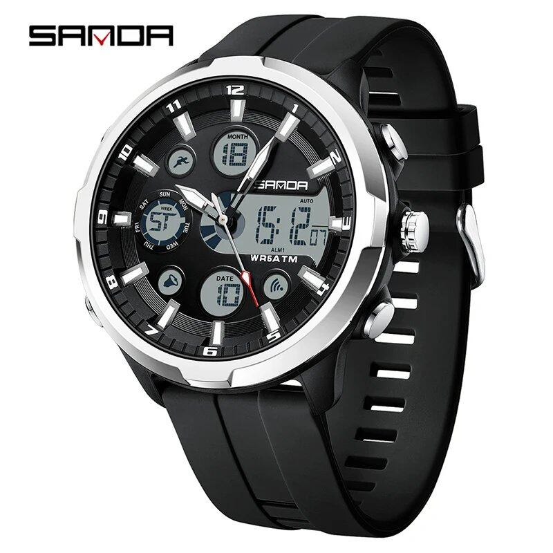 SANDA Top Brand Sports Military Men's Watch, Luxury Digital Wristwatch, 50m Water Resistant, Quartz Movement, Parallel Import