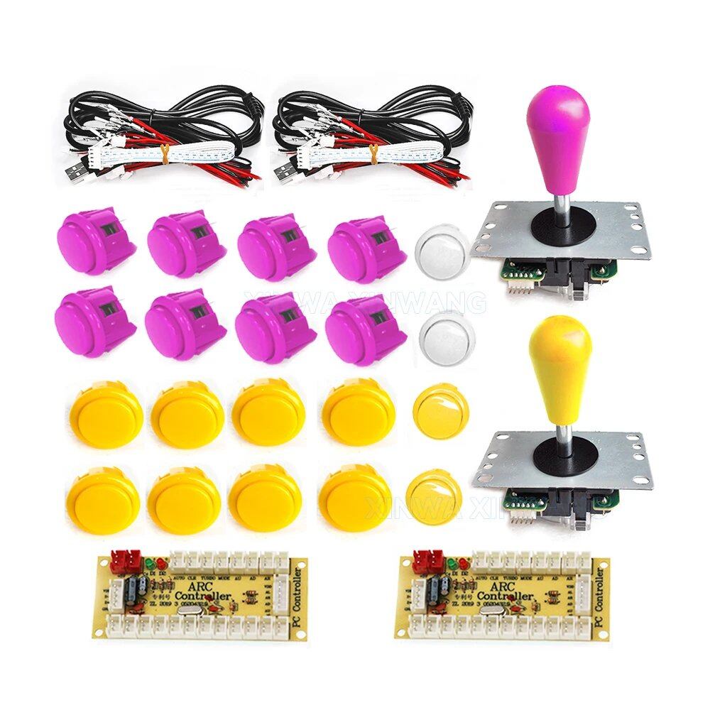SANWA 8-Way Joystick, Zero Delay USB Controller, DIY Game Arcade Joystick Kit with 24/30mm Push Buttons, for PC and Raspberry Pi, Color: Imported