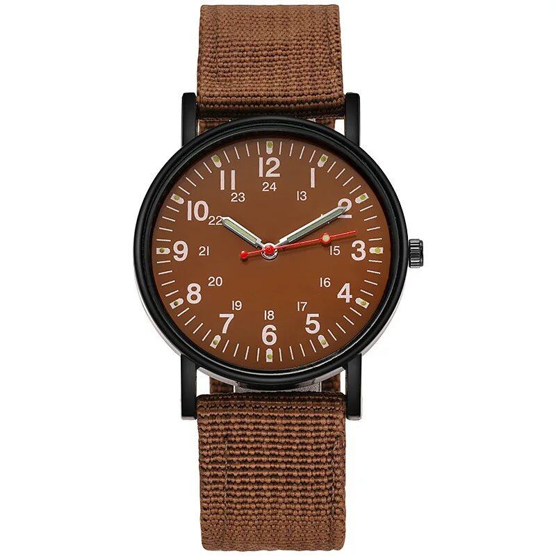 YIKAZE Military Men's Watch, Waterproof and Shock-Resistant, Military Sports Watch with Canvas Strap, Simple Outdoor Quartz Movement, Parallel Import
