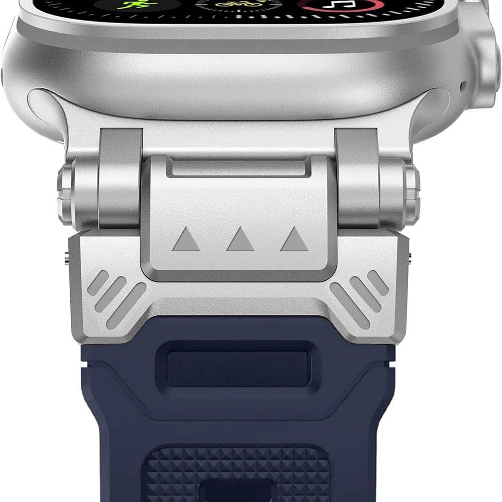 TPU Sport Strap for Apple Watch - Compatible with 10 (46mm), 9 (45mm), and Ultra 2 (49mm). Titanium-colored silicone band for iWatch 8/7/SE/6/5/4 (44mm/42mm). Band Color: mm; Ships from: Parallel Import.