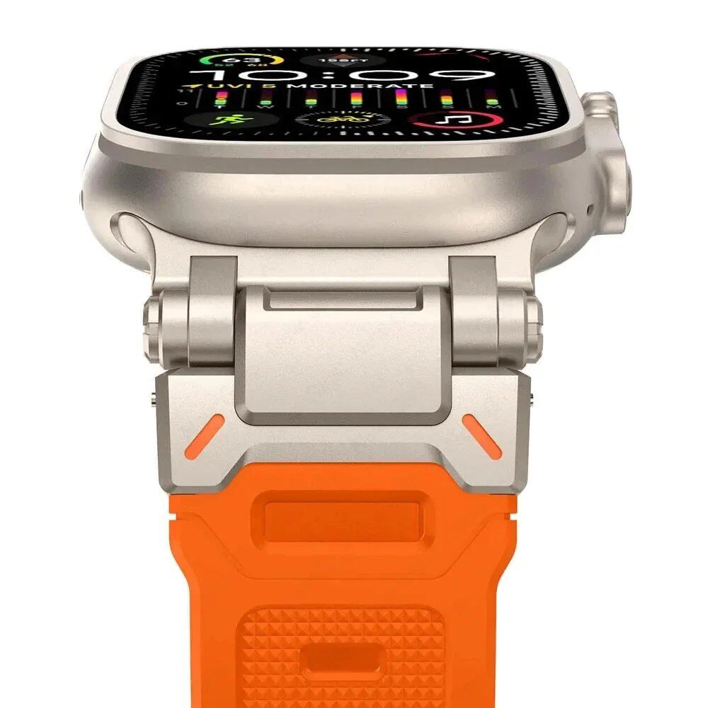 TPU Sport Strap for Apple Watch - Compatible with 10 (46mm), 9 (45mm), and Ultra 2 (49mm). Titanium-colored silicone band for iWatch 8/7/SE/6/5/4 (44mm/42mm). Band Color: mm; Ships from: Parallel Import.