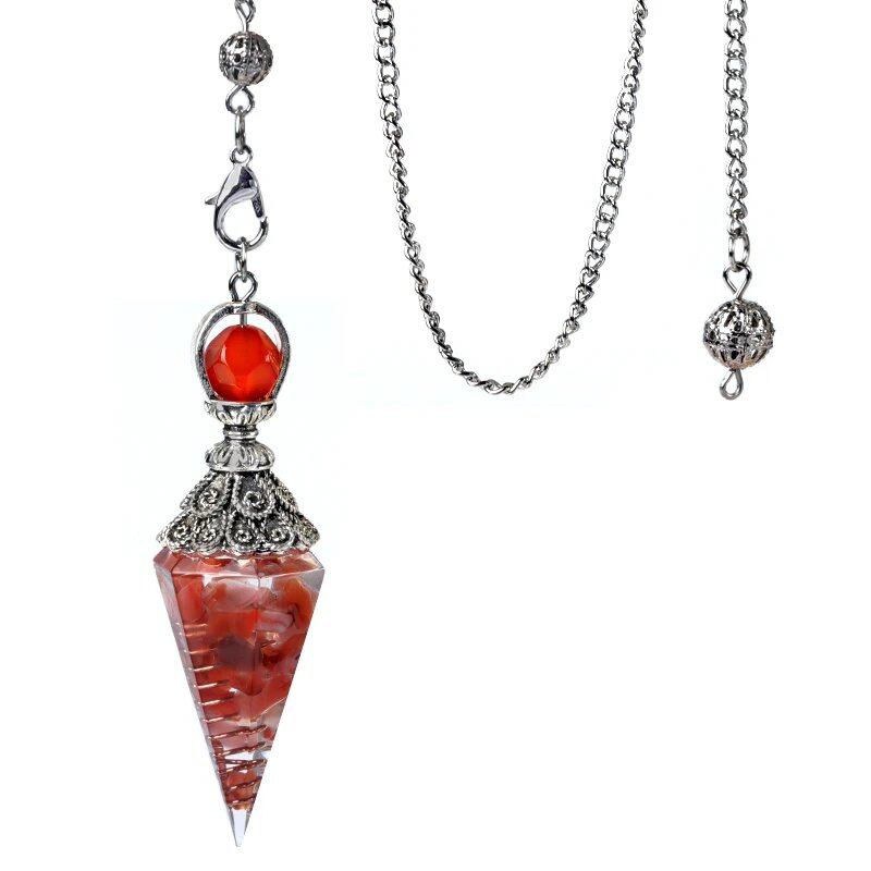 1 Orgone Pendulum for Energy Healing, Chakra Divination, with Tip, Natural Crystal Stone Chip Bead Pendant, Yoga, Meditation Pendant; Product Diameter: 18 x 60mm, Parallel Import