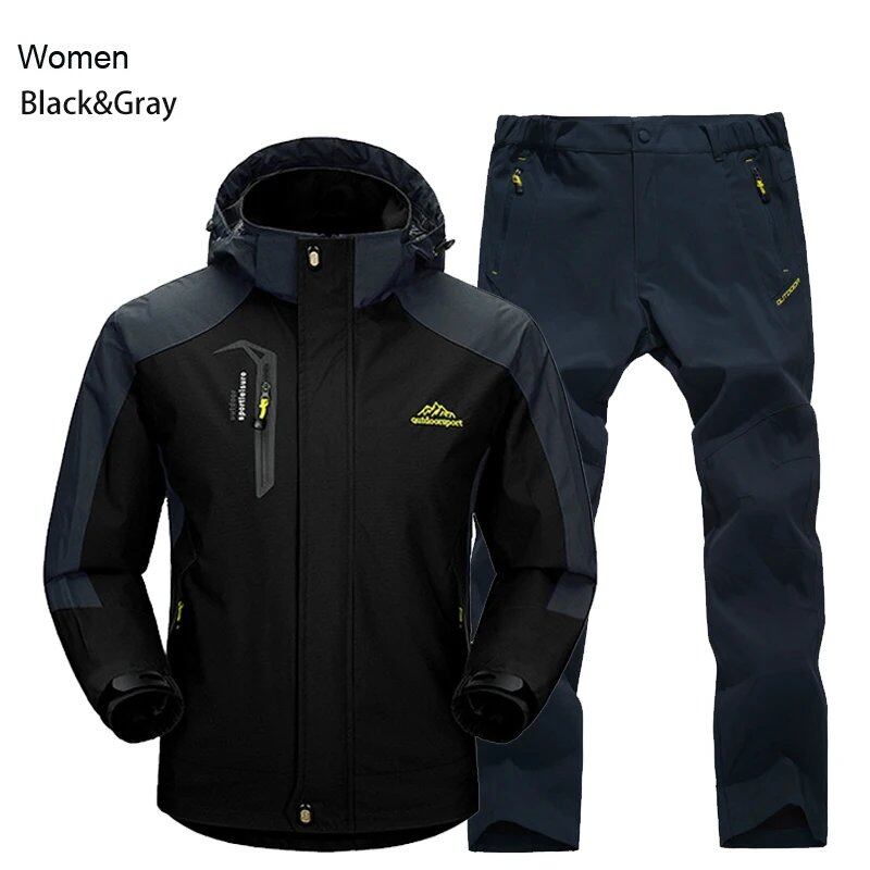 TRVLWEGO Women's Jacket & Pants Hiking Set, Camping, Spring/Autumn Outdoors, 20,000mm Waterproof, Windbreak Suit, Trekking Coat & Trousers, Size: Parallel Import