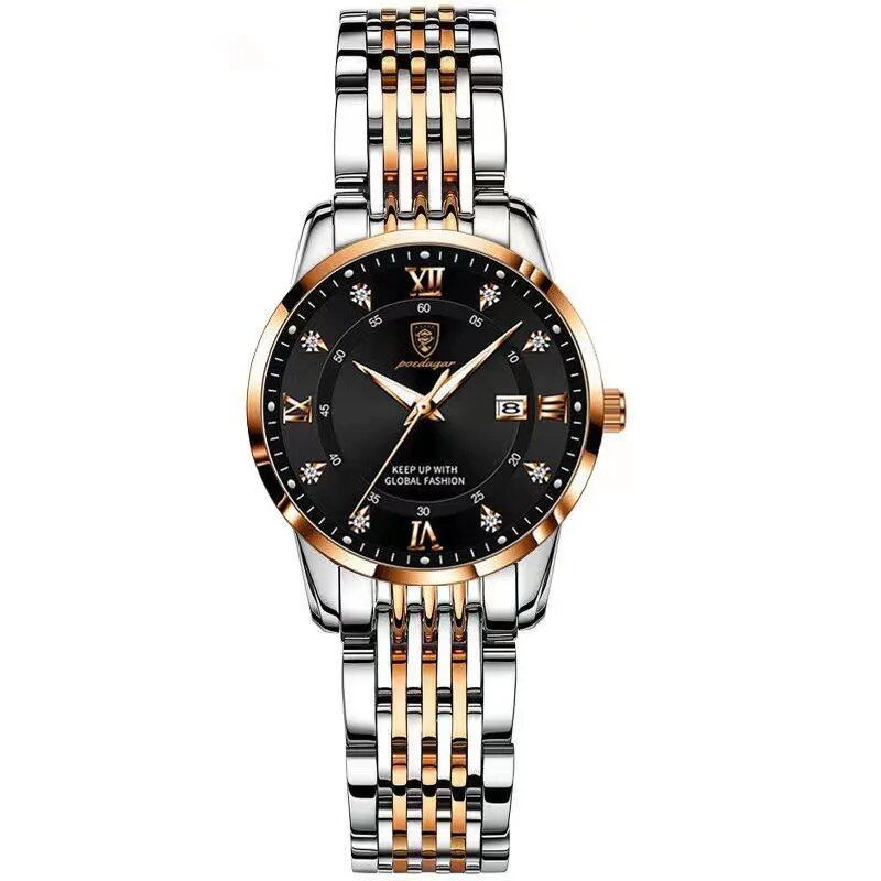 POEDAGAR Ultra-Thin Women's Watch, Rose Gold, Luxury Brand, Steel Strap, Small Dial, Waterproof, Luminous, Parallel Import