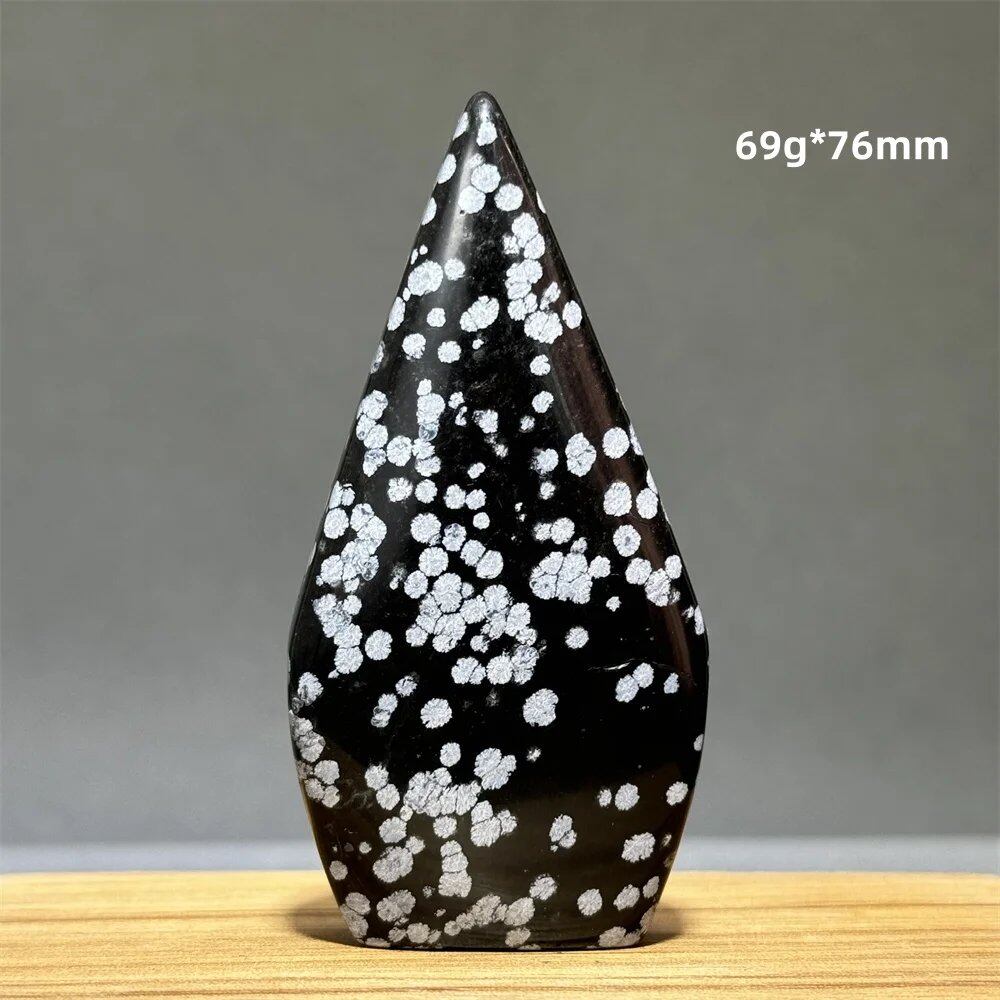 Snowflake Obsidian Freeform Ornament with Natural Quartz, Reiki, Meditation, Healing, Witchcraft, Energy Decoration, Home Gift, Color: Parallel Import