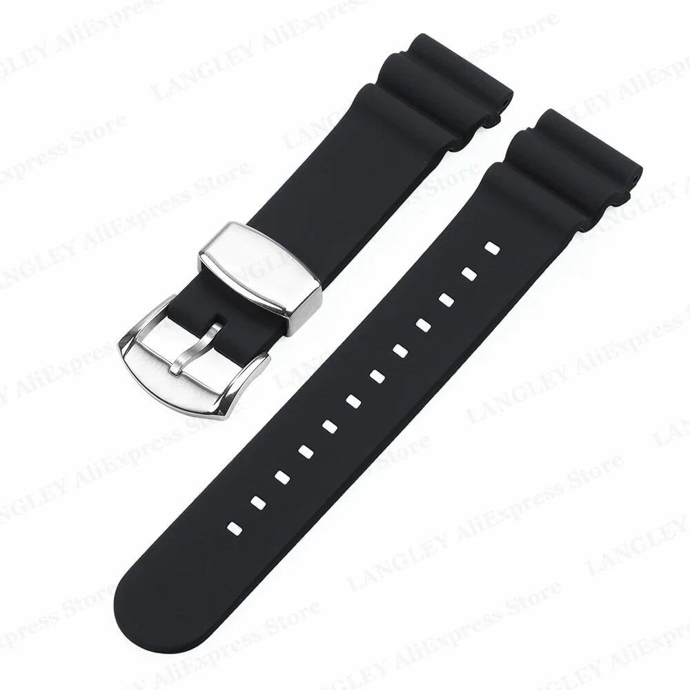 SEIKO Diving Silicone Watch Band, 20mm/22mm, Compatible with SKX007/009, featuring Canned Abalone Shell and Water Ghost Design. Ring Clasp/Pin Buckle Bracelet. Size: No Logo; Band Color: mm. Parallel Import.