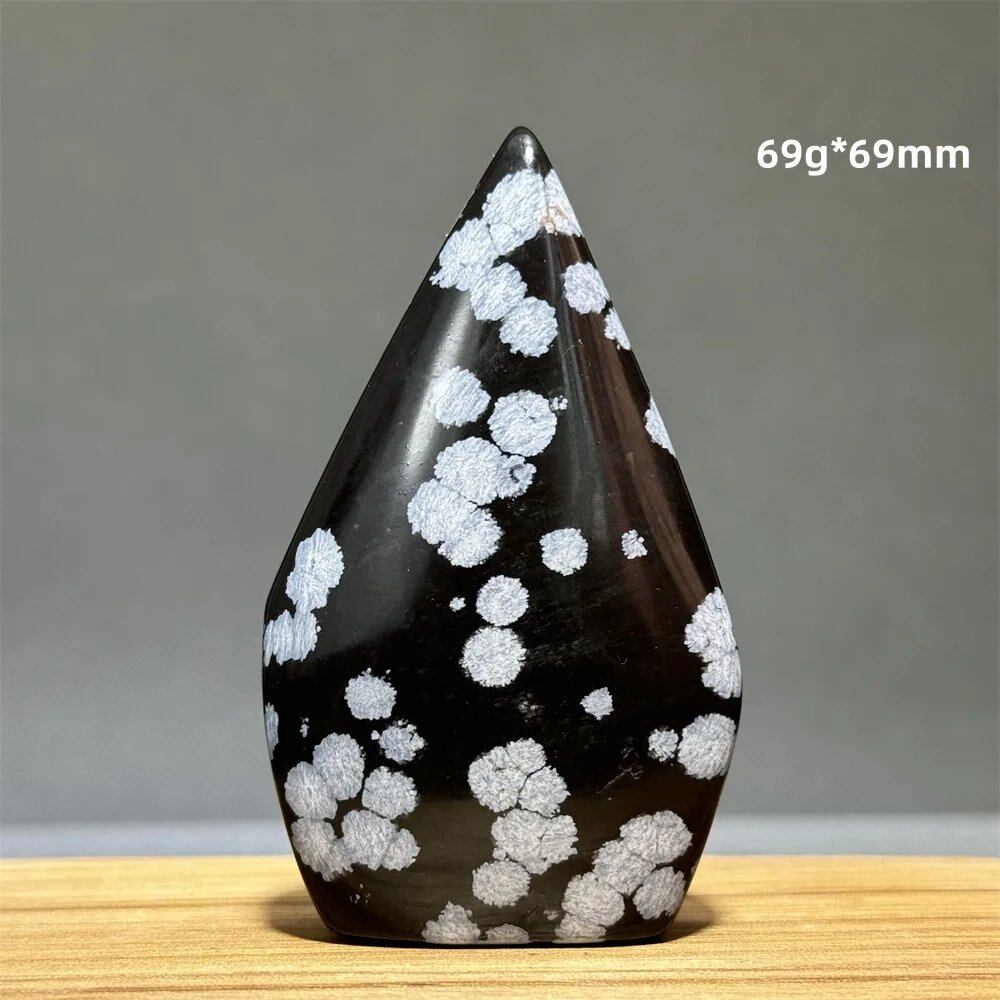 Snowflake Obsidian Freeform Ornament with Natural Quartz, Reiki, Meditation, Healing, Witchcraft, Energy Decoration, Home Gift, Color: Parallel Import