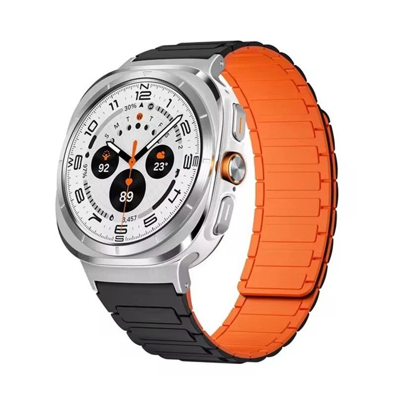 Magnetic Silicone Sport Band for Samsung Galaxy Watch 7 Ultra (47mm), Soft Lapped Bracelet, Gapless Strap, Band Color: Compatible with Galaxy Watch Ultra; Band Width: Compatible with Galaxy Watch Ultra (Parallel Import)