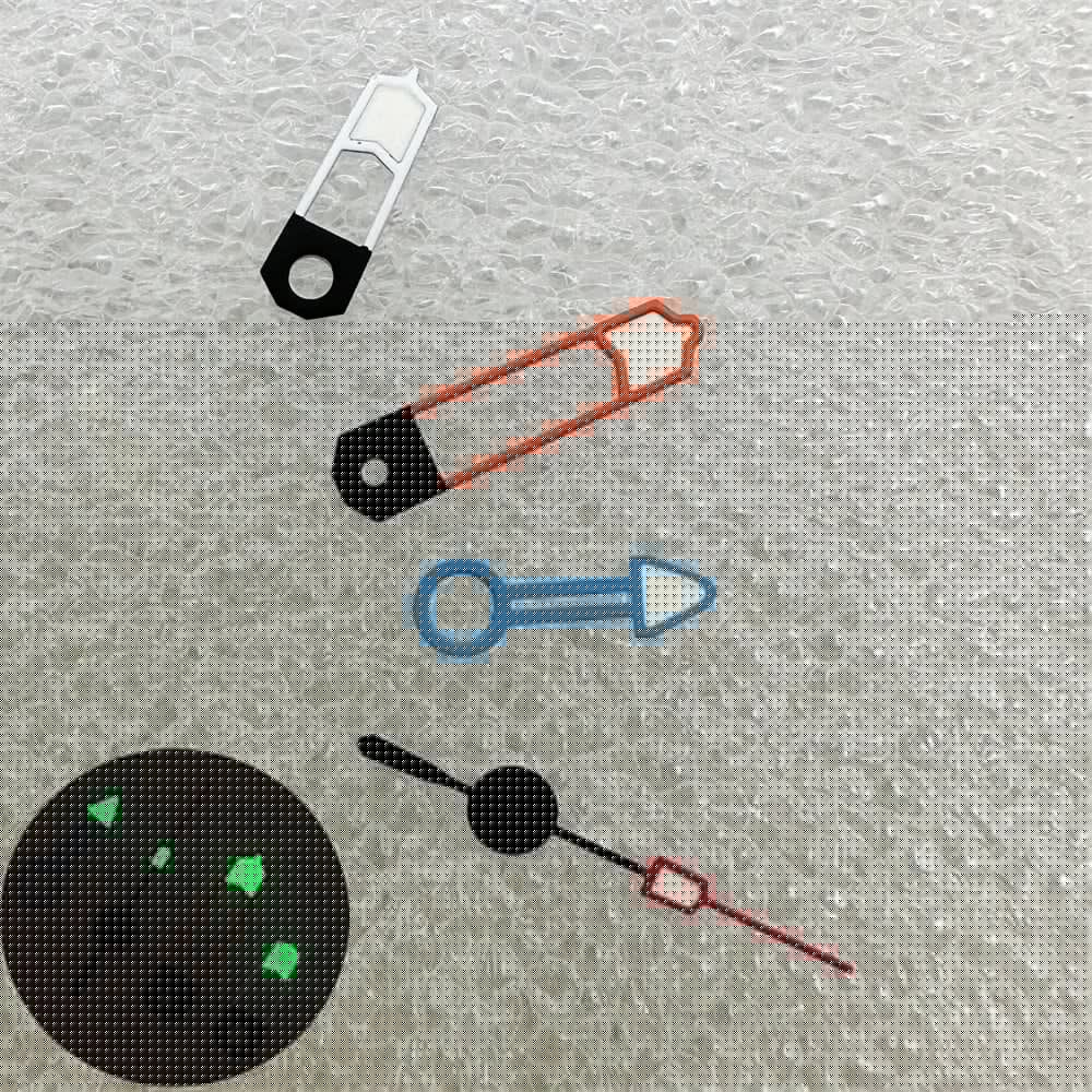 Orange, White, and Blue Combination 4-Hand Set with Green Luminous GMT Hands for NH34 Movement (Parallel Import)
