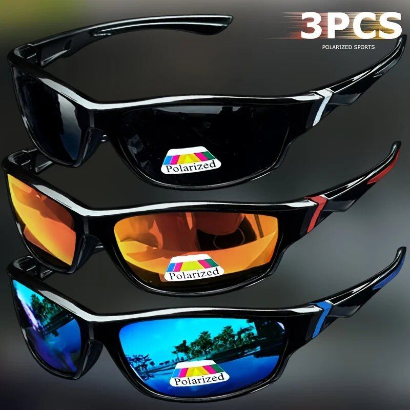 1/3-Piece Vintage Sports Sunglasses for Men and Women, Anti-Glare UV400 Protection, for Fishing, Running, Cycling, and Mountaineering; Ships from: Parallel Import