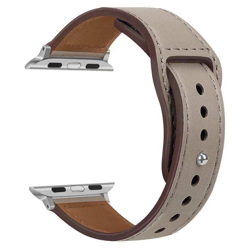 Leather Band for Apple Watch - Ultra 49mm/46mm, 44mm/40mm, 38mm/42mm, Sport Bracelet for iWatch Series 10/9/8/7/SE/6/5/3, 41mm/45mm Models, Band Color: Parallel Import