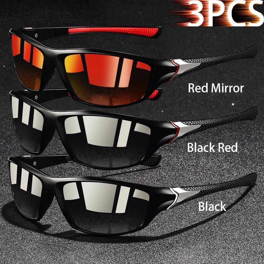 Set of 1, 2, or 3 Retro Sports Sunglasses for Men and Women, Ideal for Fishing, Running, Cycling, Climbing, and Outdoor Sports, UV400 Protection, Anti-Glare Lens Color: Parallel Import