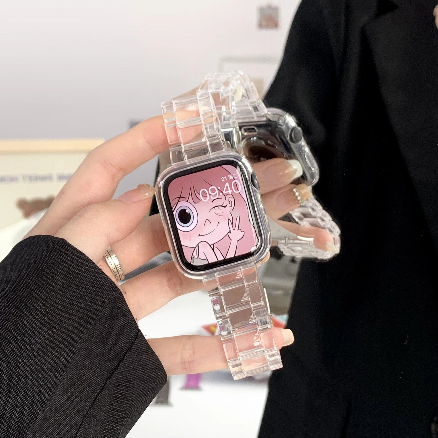 Apple Watch用 スリム透明ストラップ バンド 9 8 7 6 5 43 SE Ultra 49mm 45mm 42mm 38mm 44mm 40mm レインボーカラー ブレスレット iWatch対応 バンドカラー:mm 並行輸入品