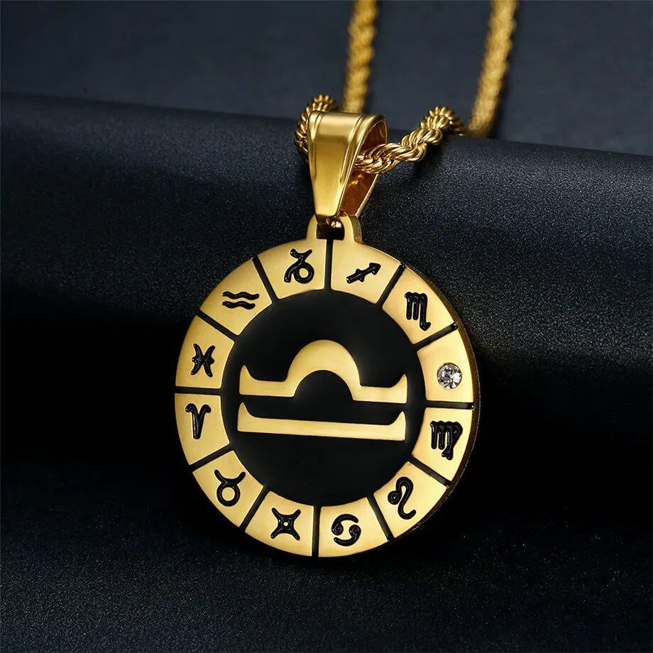 Leo 12 Zodiac Sign Necklace, Birthday Gift, Gold-Colored Stainless Steel Amulet Pendant, Zodiac Sign Jewelry, Wholesale, Parallel Import