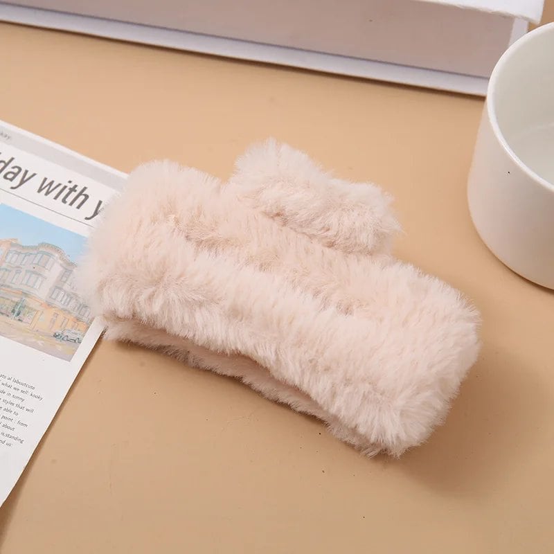 10.5cm Plush Square Hair Claw Clip, Korean Style Simple Multi-Grab Clip, Stylish Shark Clip, Hair Accessory for Women, Parallel Import