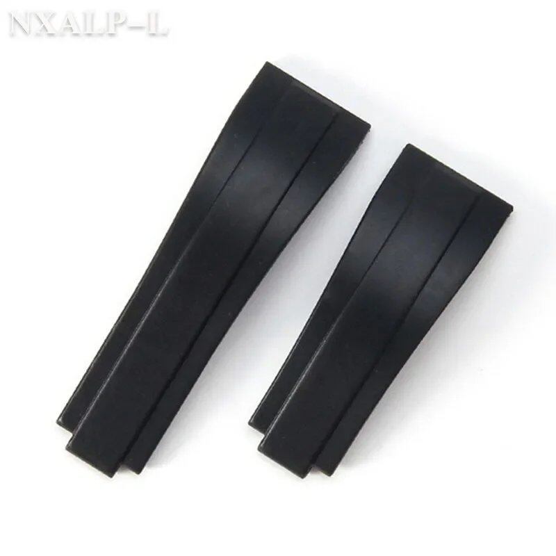 20mm Silicone Rubber Dive Watch Strap Bracelet for Rolex Daytona, Submariner, GMT, and Yacht-Master, 9x9mm, Fine-Adjust Buckle, Size: No Logo; Band Color: Black; Band Width: 20mm, Parallel Import