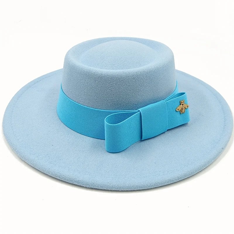 Winter Bowtie Fedora Hat with Textured Surface, Flat Top, and Elastic Band. Red. Men's and Women's Jazz Hat. Sizes: 56-58cm. Ships from: Parallel Import.