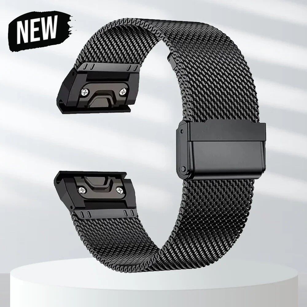 QuickFit Stainless Steel Strap for Garmin Fenix 8/7X/7 Pro/6X/6/5X/5 Plus/Tactix 7/Forerunner 965 (20/22/26mm Band Colors: ; Ships from: Parallel Import)