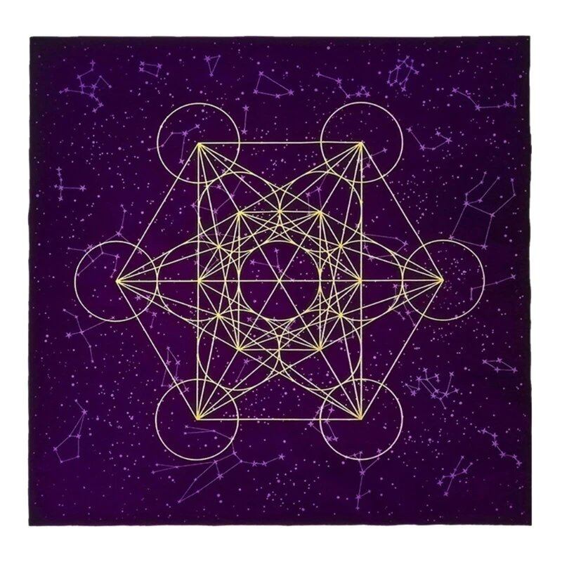 Y1UB Metatron's Cube Crystal Grid Altar Cloth, Tapestry, Tablecloth, Spiritual Cloth for Ritual Use, Sacred Places, and Tarot Table Cover, 0cm, Parallel Import