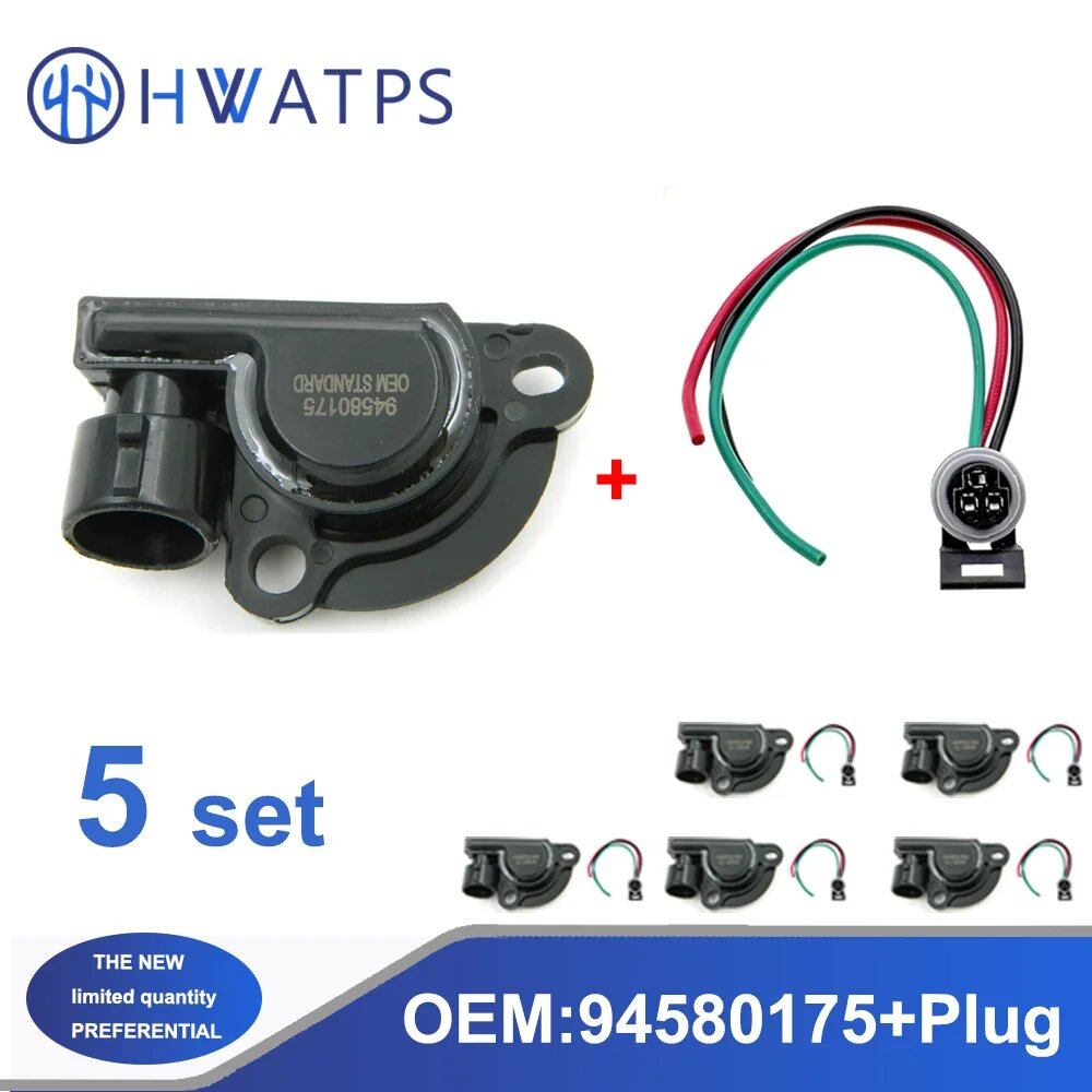 Set of 1, 5, or 10 Throttle Body Position Sensor Plugs for Chevrolet Aveo 1.6L, Daeu Lanos 1.6L, Nubira 2.0L, and Laganza 2.2L. Part Number: 94580175. Parallel Import.