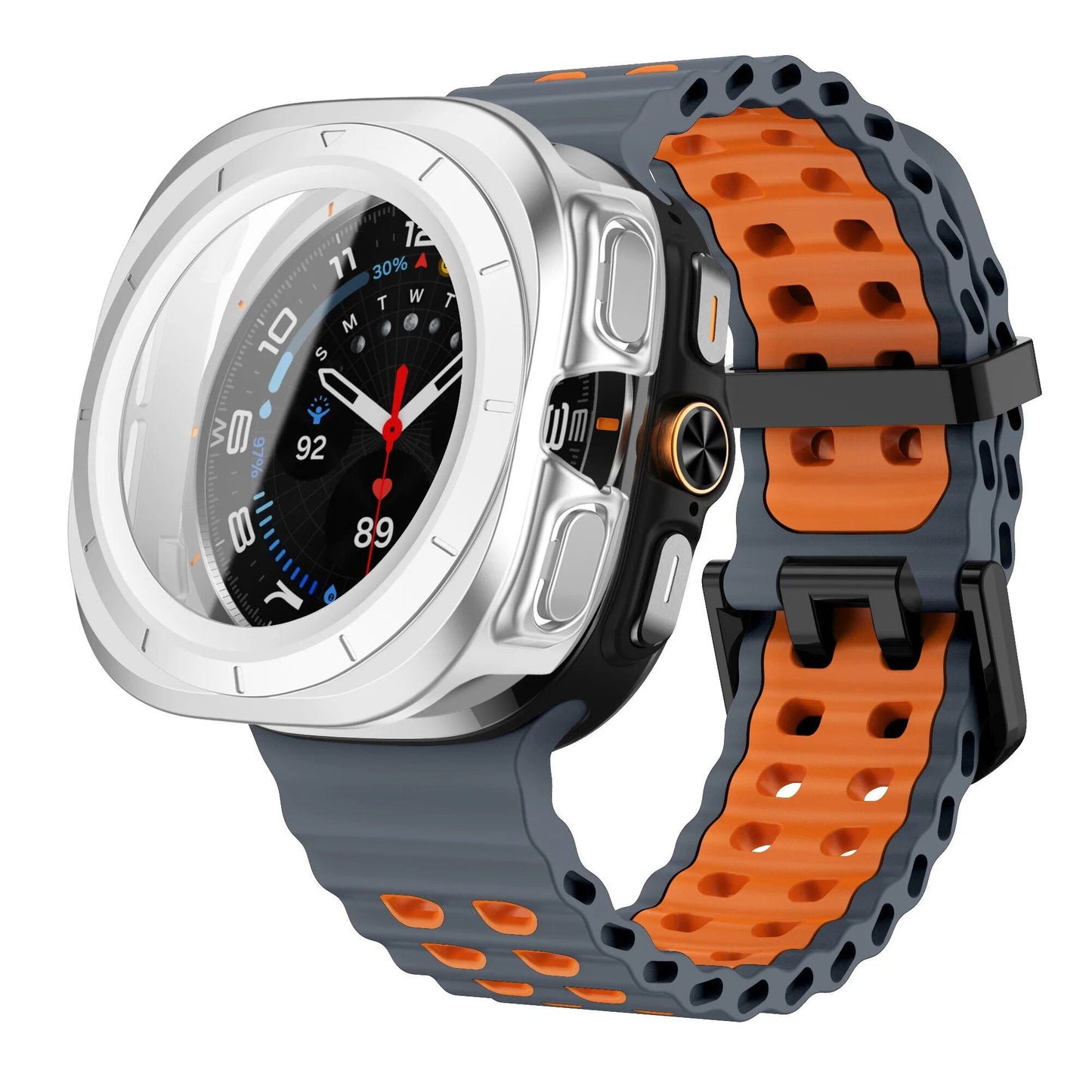 Samsung Galaxy Watch Ultra 47mm Sport Silicone Band, Marine Band + Case, Watch Band Accessory, Color: Compatible with Ultra 47mm Dial Diameter, Parallel Import