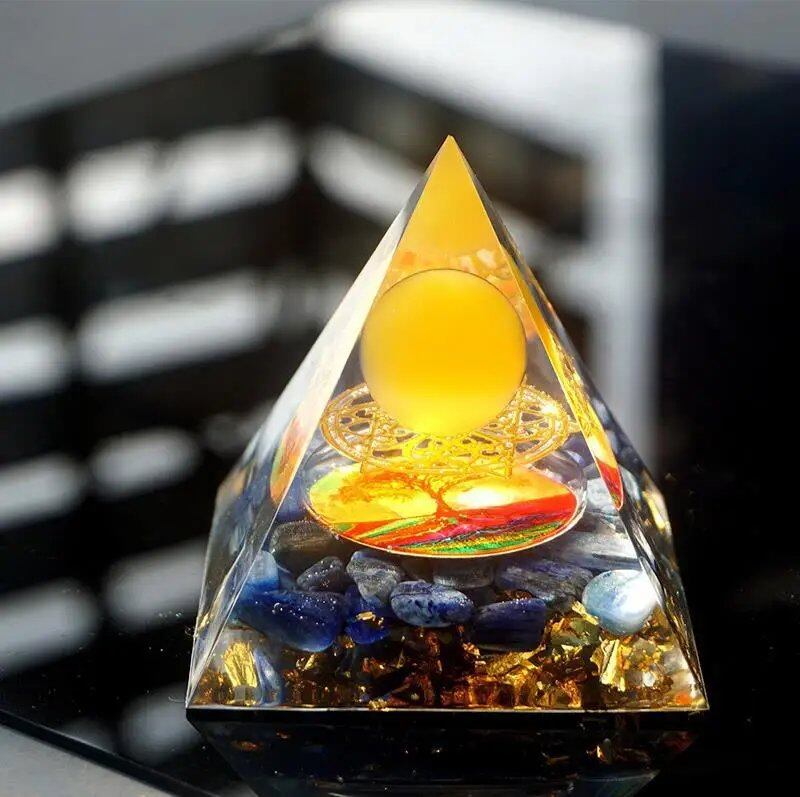 天然石エネルギー発生器 オーゴン・ピラミッド アメジスト&ペリドット ヒーリングクリスタル レイキ・チャクラ調整 瞑想ツール デコレーション サイズ:5センチ; 並行輸入品