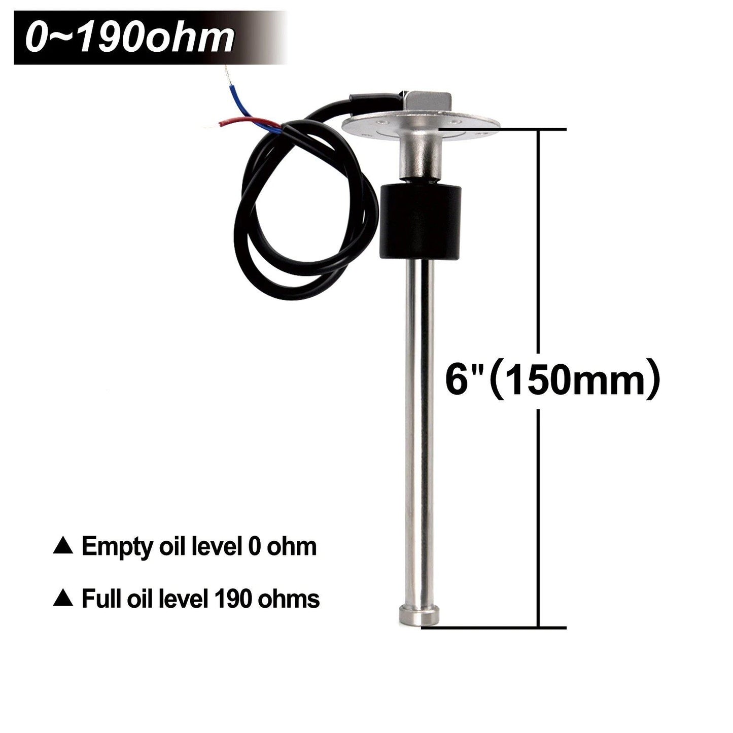 0-190 Ohm Stainless Steel Fuel Level Sensor/Water Level Sensor, A5, for Cars, Boats, and Water Tanks, Color: mm Sensor, Parallel Import