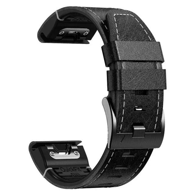 22mm and 26mm Leather and Silicone Watch Strap Smart Bracelet for Garmin Fenix 8/7/7X Pro/6X/6 Pro/5/5X Plus/Tactix 7 Pro/935/945, Band Color: mm, Parallel Import