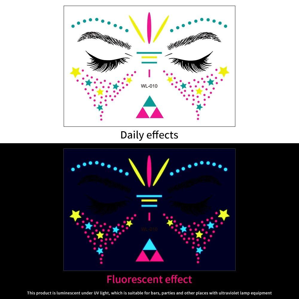 1/5/8-Piece 3D Face and Eye Tattoo Stickers for Party Makeup, Diamond Rhinestone Stickers, Self-Adhesive Mixed Crystal Face Decoration Stickers, Parallel Import