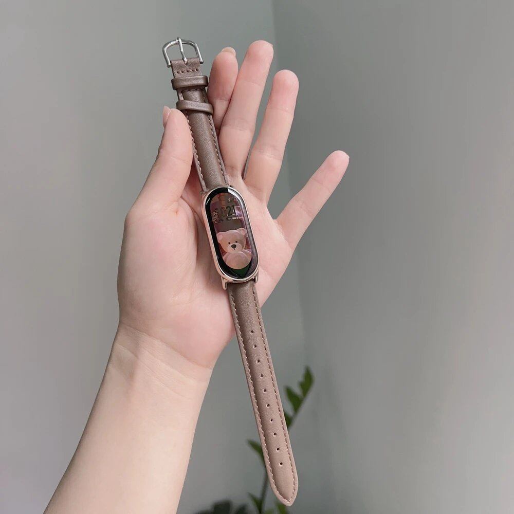 Xiaomi Band 9 Leather Watch Band, New Design for Xiaomi Band 8, Xiaomi Smart Band 8 NFC Band, Xiaomi Band 8 Accessories, Band Color: Black, Band Width: Parallel Import