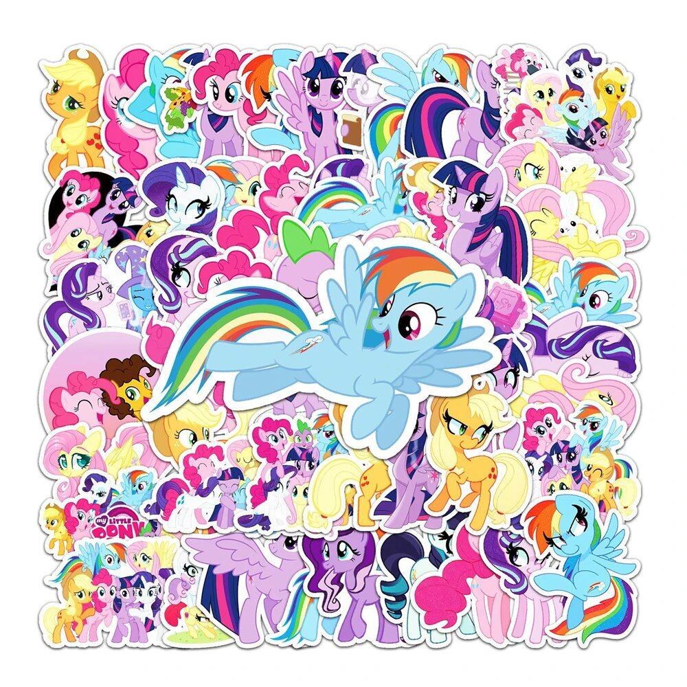 10/30/50 Pieces Rainbow Horse Graffiti Stickers, Cartoon Animation, Waterproof, for Suitcase, Notebook, DIY Skateboard, Bag Decoration, Wholesale, 0 Pieces per Pack, Parallel Import