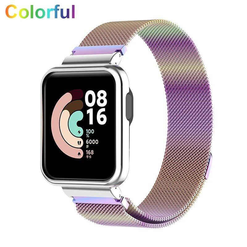 「Xiaomi Mi Watch Lite / Redmi Watch 2 / 3 Active 対応 金属ストラップ バンド - ケースプロテクター&マグネットループ付き 交換用ブレスレット」 サイズ:ストラップ 並行輸入品