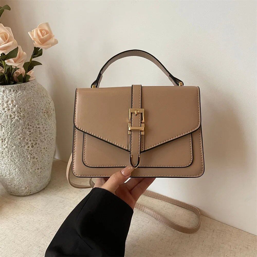 PU Leather Messenger Shoulder Bag for Women, Fashion Handbag, Simple Solid Color, Lightweight Crossbody Bag, Leisure Sling Bag, Parallel Import
