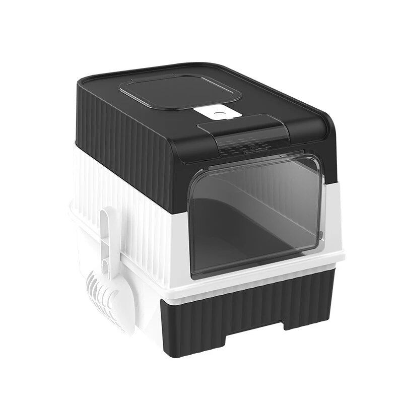 Foldable Portable Cat Litter Box with Splash Guard and Plastic Scoop - Pet Litter Box with Lid, Easy to Clean and Assembly, Parallel Import