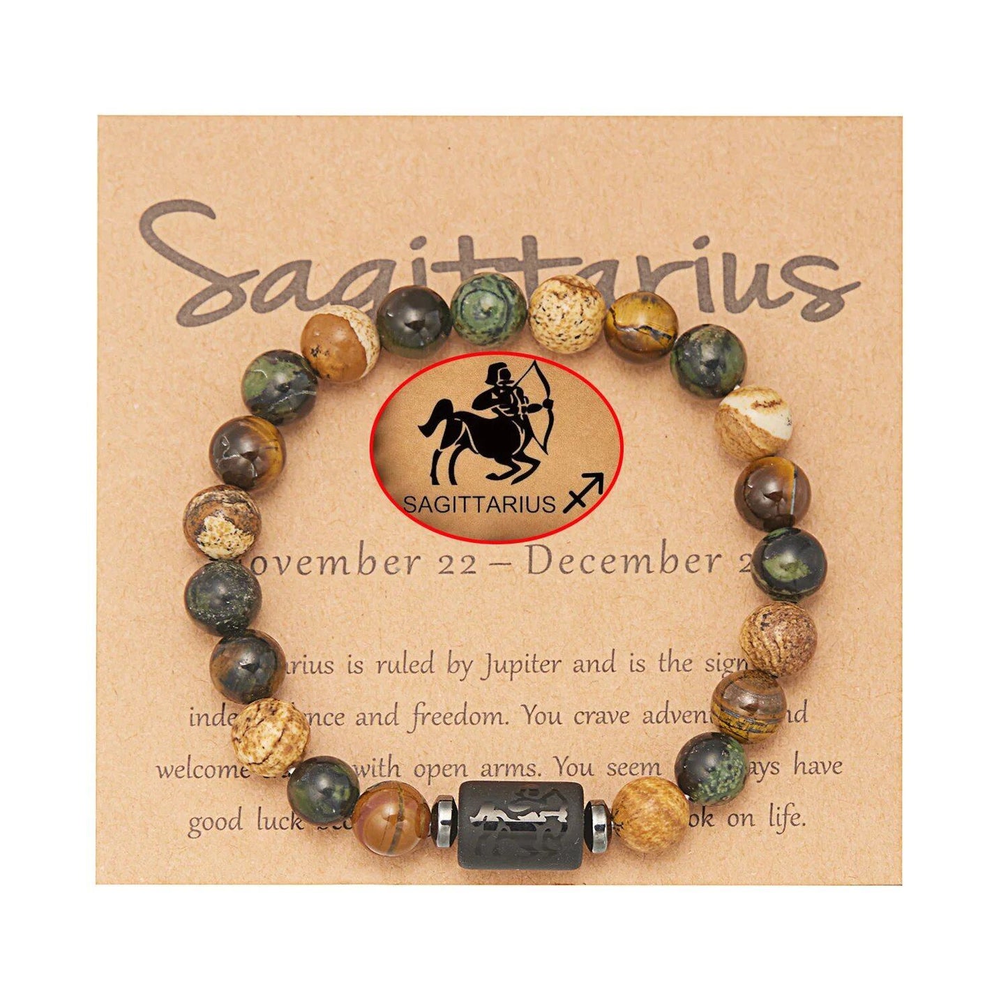 Natural Tiger Eye Beads 12 Zodiac Sign Bracelet for Men and Women, featuring Aries, Taurus, and Virgo. Metal Color: BR23Y0501 - Parallel Import