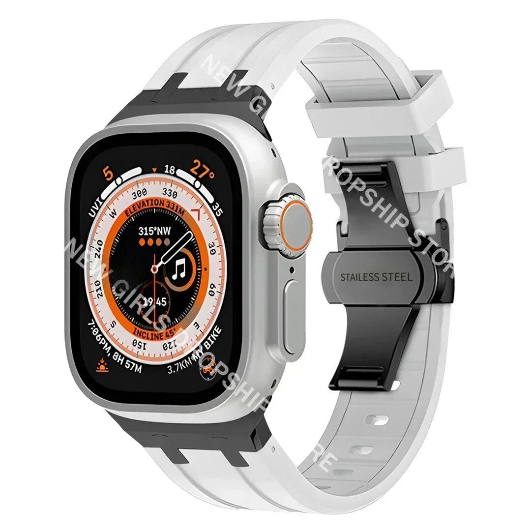 Soft Silicone Strap for Apple Watch Ultra 2/1, Series 10/9/8/7 (49mm/46mm/45mm) - Compatible with iWatch 6/5/4/SE (44mm) - Men's Rubber Band. Band Colors: 46mm, 44mm, 45mm, 49mm. Parallel Import.