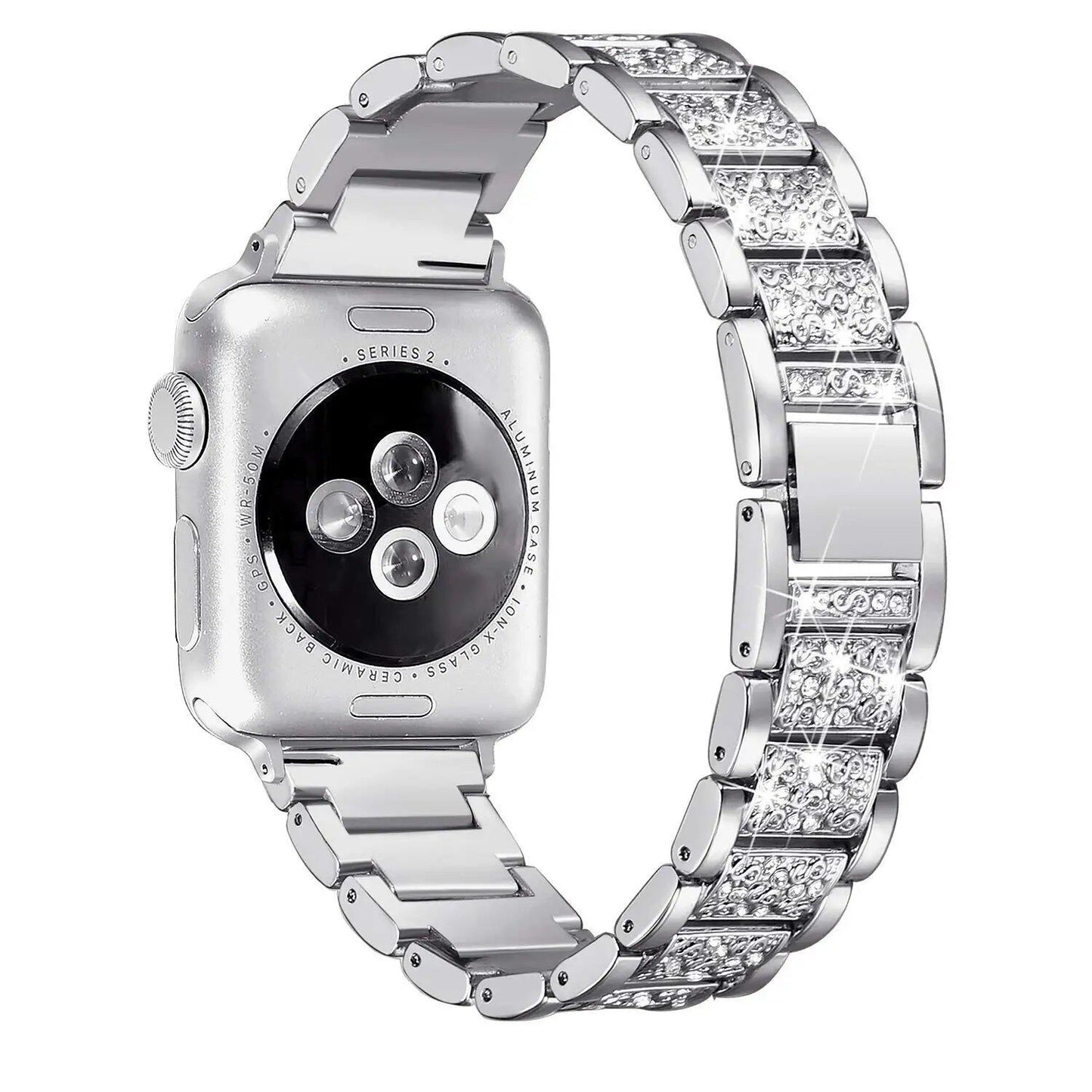 アップルウォッチ Ultra 2 49mm 対応 ブリング ダイヤモンドストラップ - 46mm 40mm 45mm 44mm 41mm 42mm サイズ対応 iWatch シリーズ 10/9/8/7/6 用 レディースブレスレット サイズ: 並行輸入品