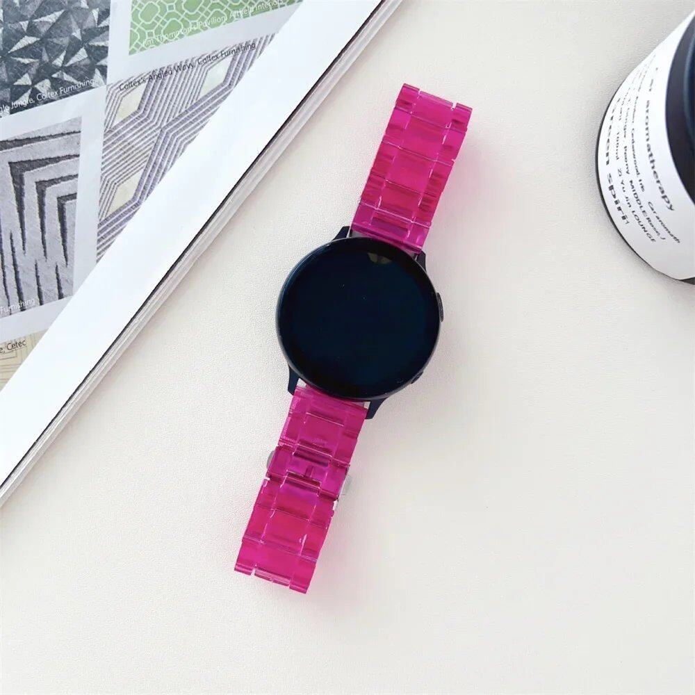 20mm/22mm Clear Glacial Link Bracelet Strap for Samsung Galaxy Watch 6/5/Pro/4/Classic/Active 2, Compatible with Huawei GT2/2e/3/Pro/4, Band Color: Watch Band, Parallel Import